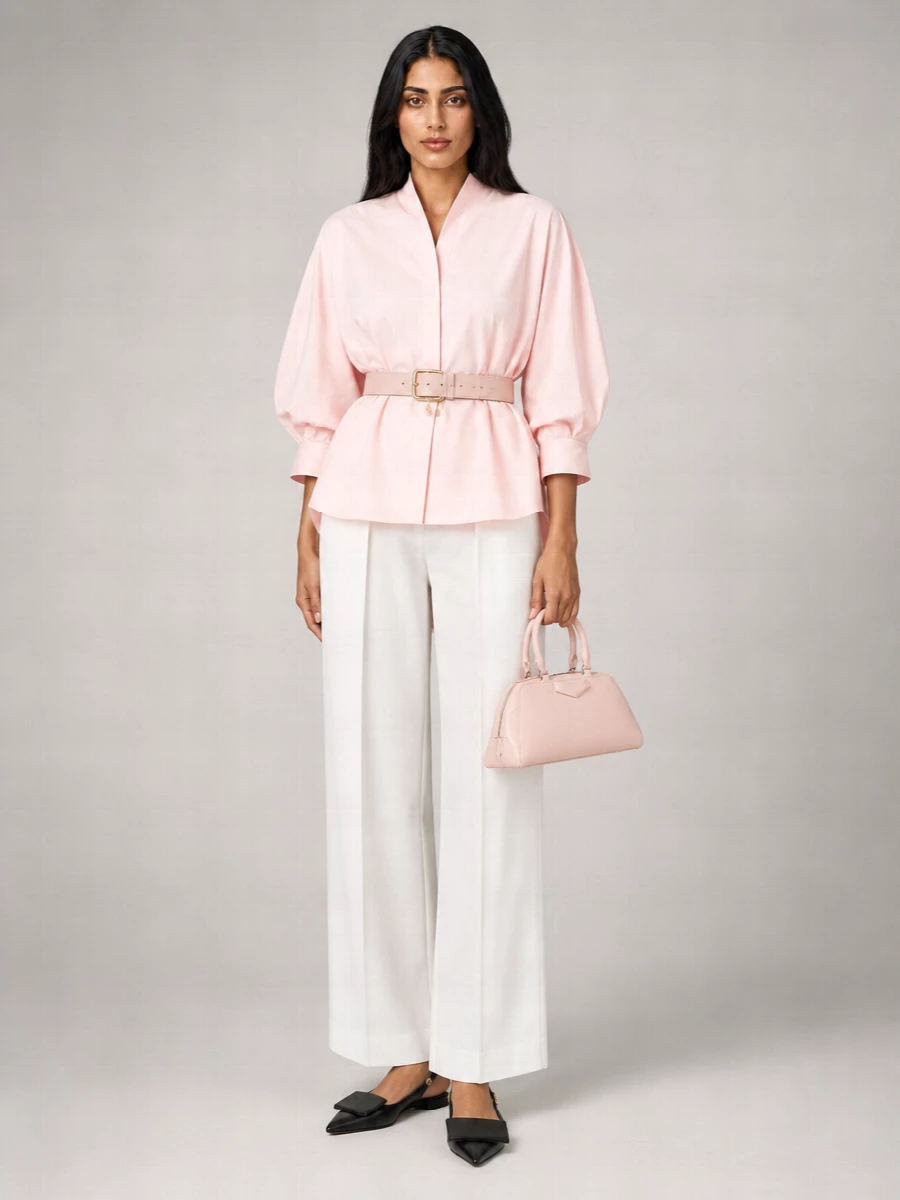 Jacquemus Cotton Boat Neck Draped Asymmetric Shirt