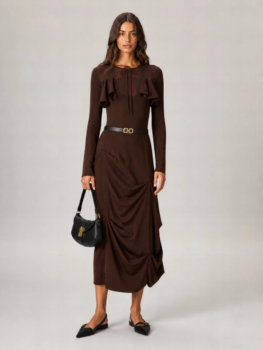 Ganni Satin Midi Dress