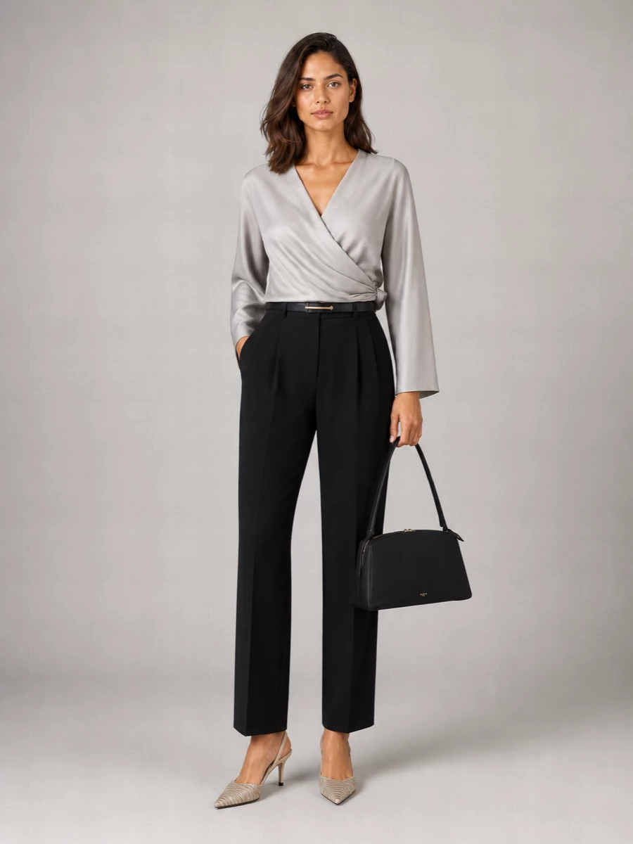 Giorgio Armani Silk Pleated Tailored Trousers
