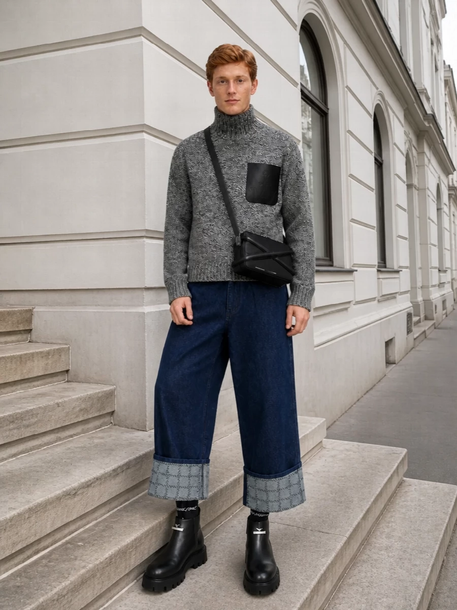 Jw anderson wide cropped jeans mcqueen boots