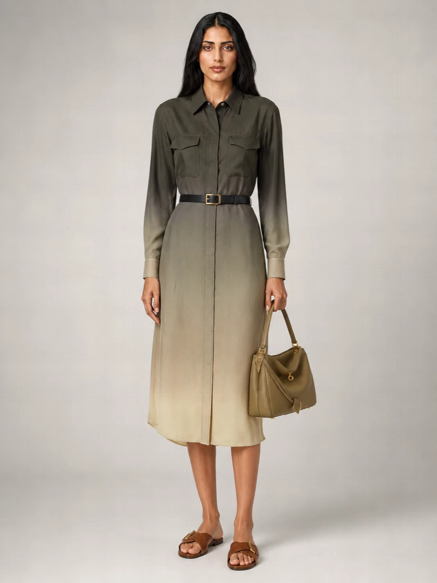 Prada Silk Twill Shirt Dress