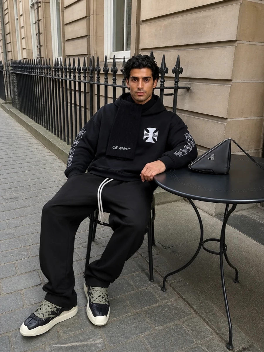 Rhude hoodie rick owens pants sneakers outfit