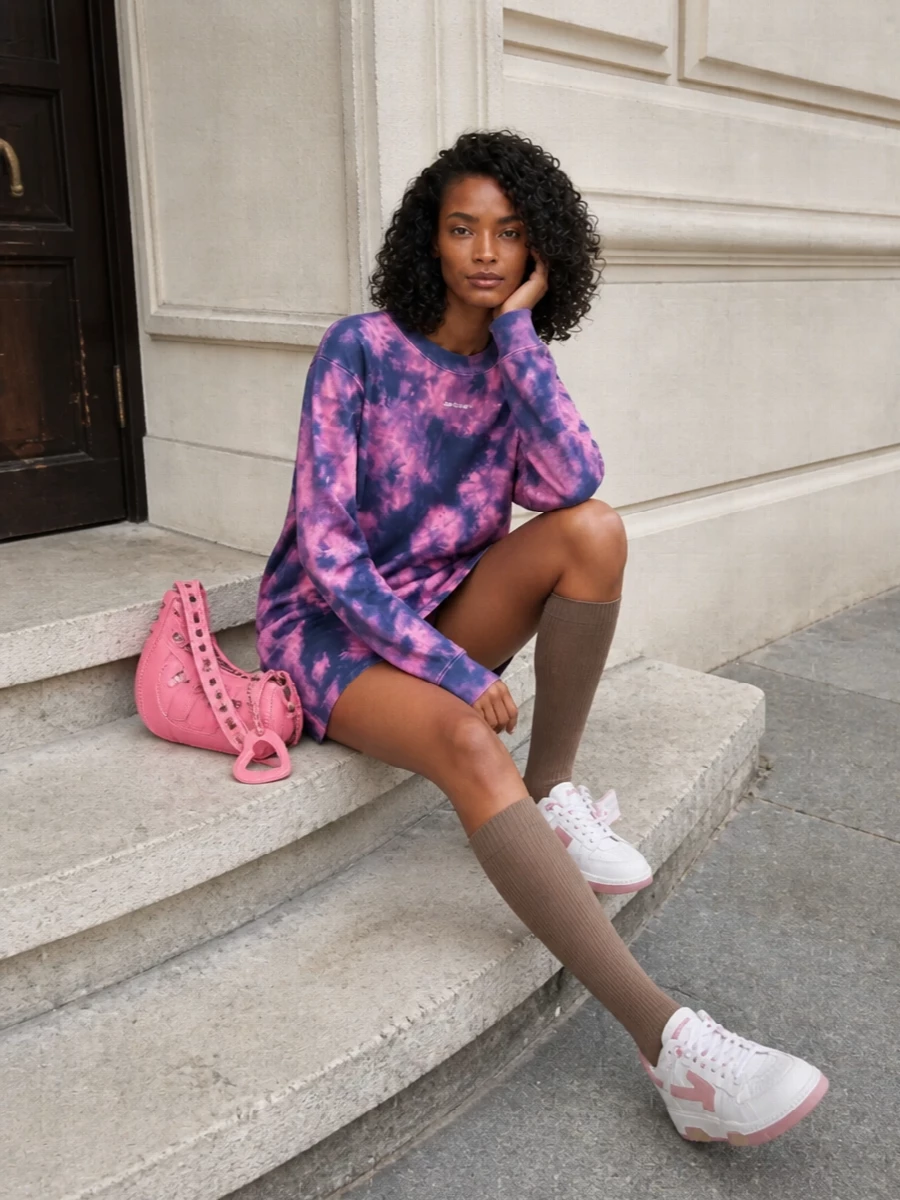 Off white tie dye mini dress streetwear outfit