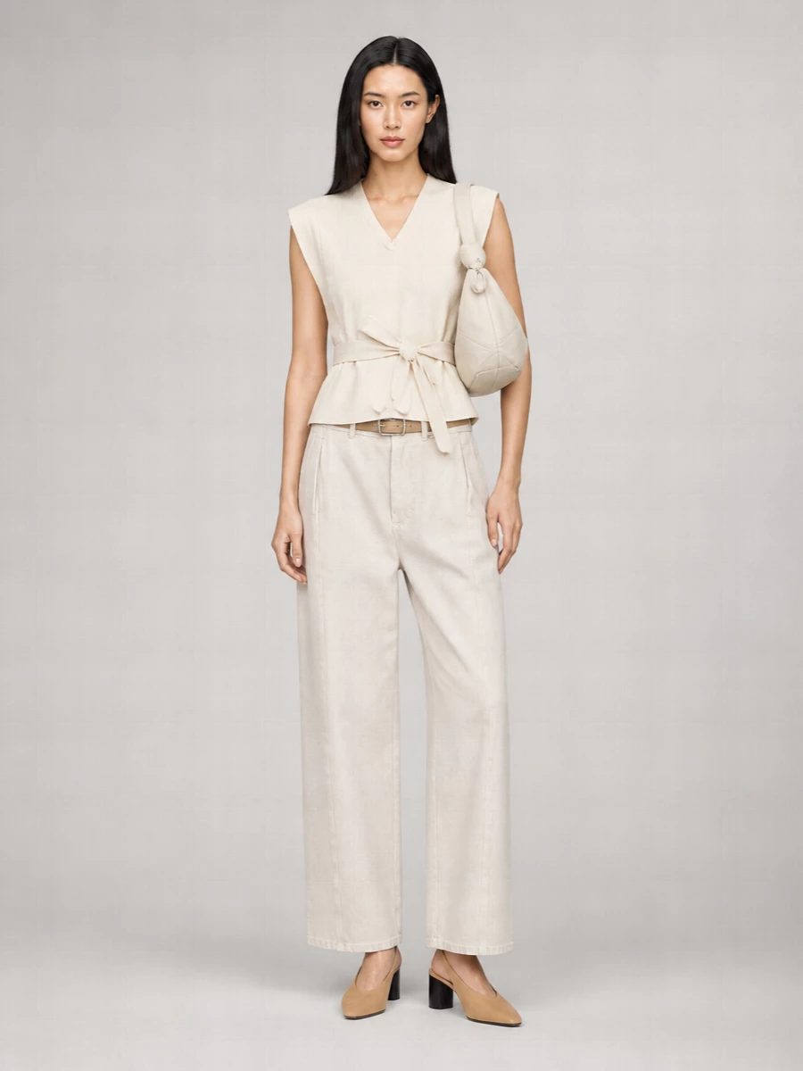 Lemaire Denim V-Neck Belted Blouse