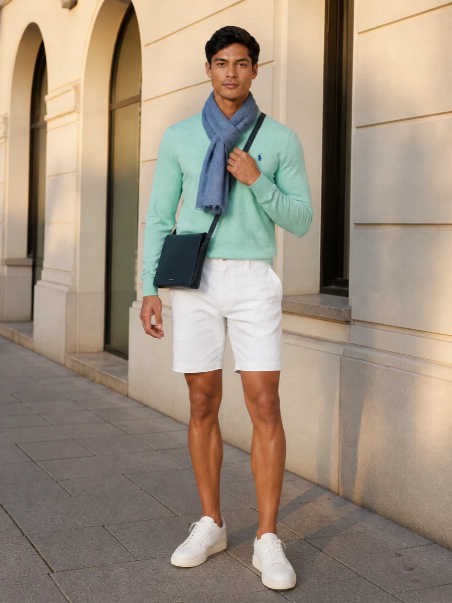 Polo ralph lauren mint sweater white chino shorts