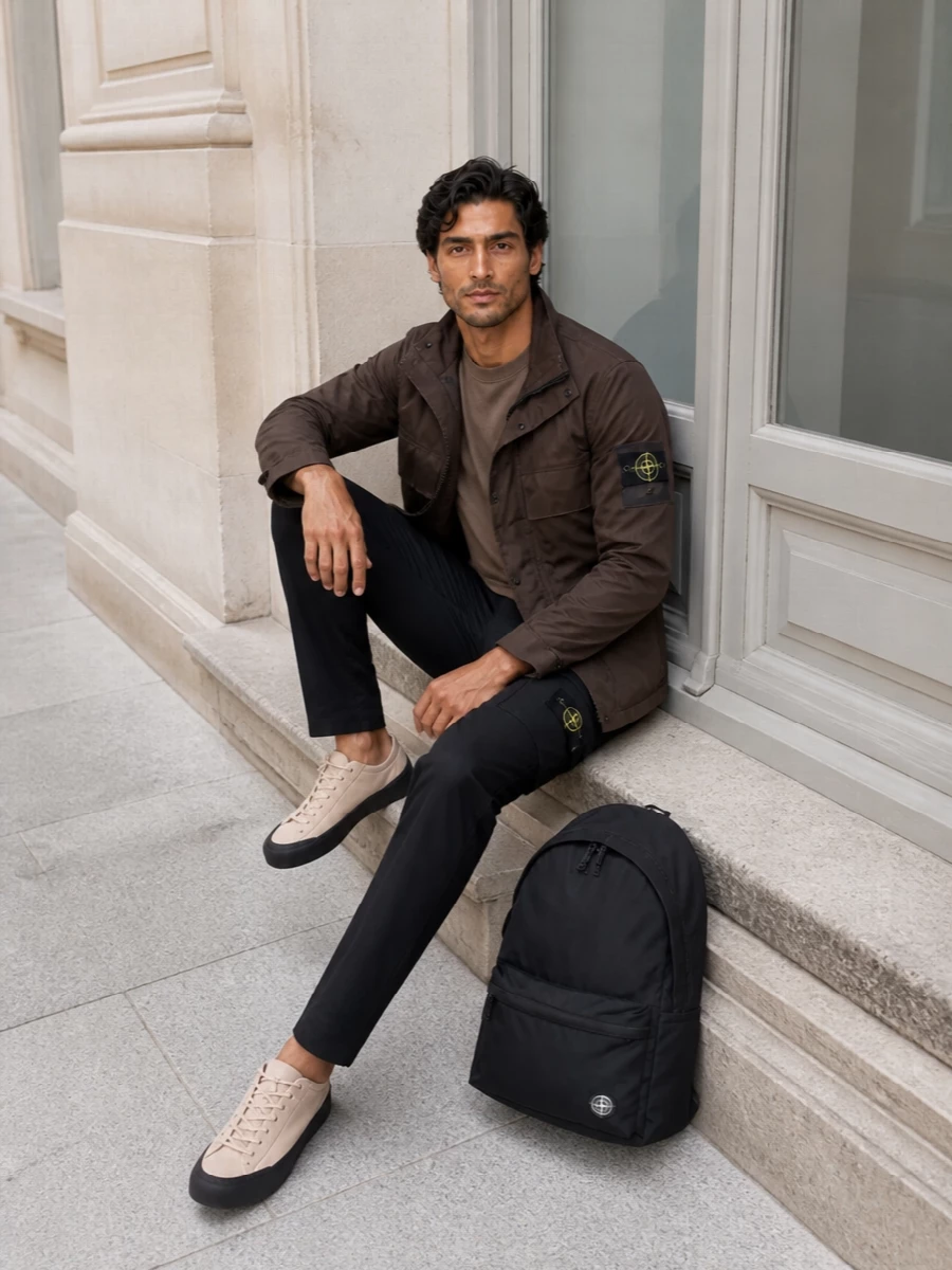 Stone island field jacket black cargo outfit