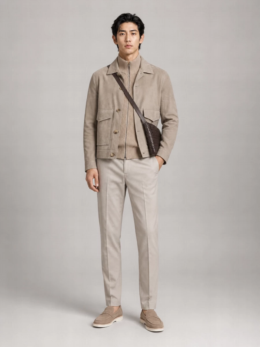 Brunello Cucinelli Bicolor Calf Leather Coat