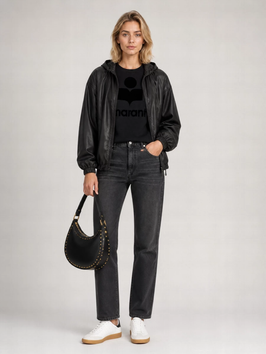 Isabel Marant Faux Leather Cropped Bomber Jacket