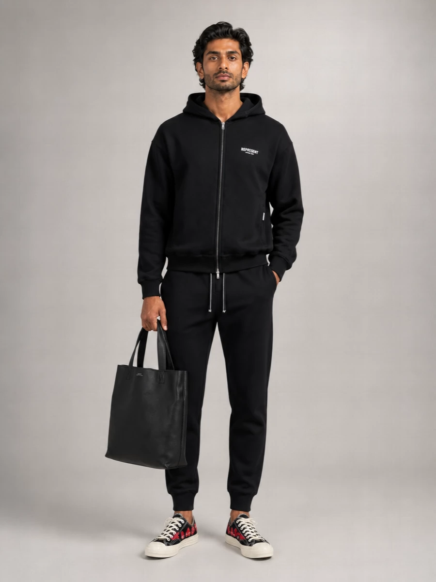Represent Cotton Hooded Zip-Up Sweatshirt