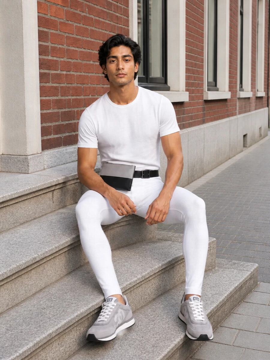 Dolce gabbana white leggings grey sneakers outfit