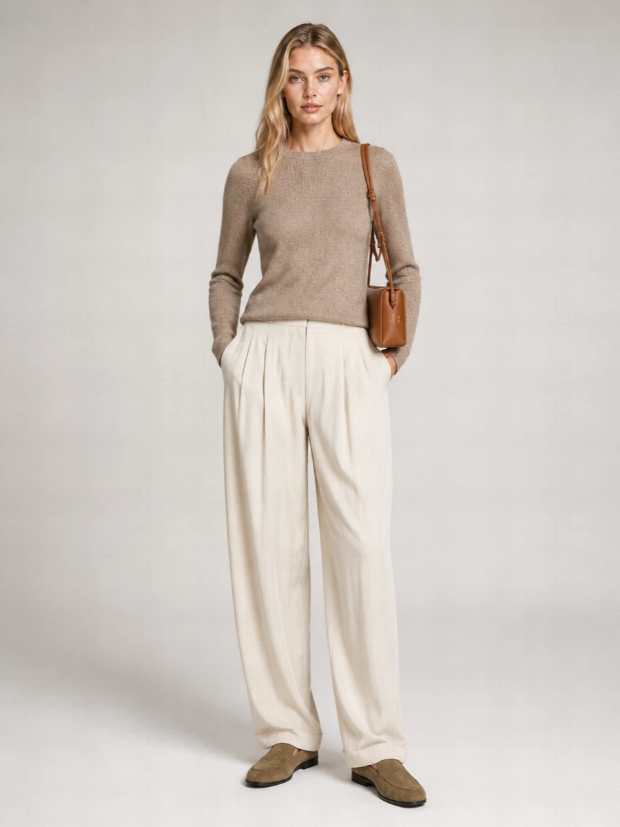 The Row Cashmere Crew-Neck Long-Sleeve Sweater