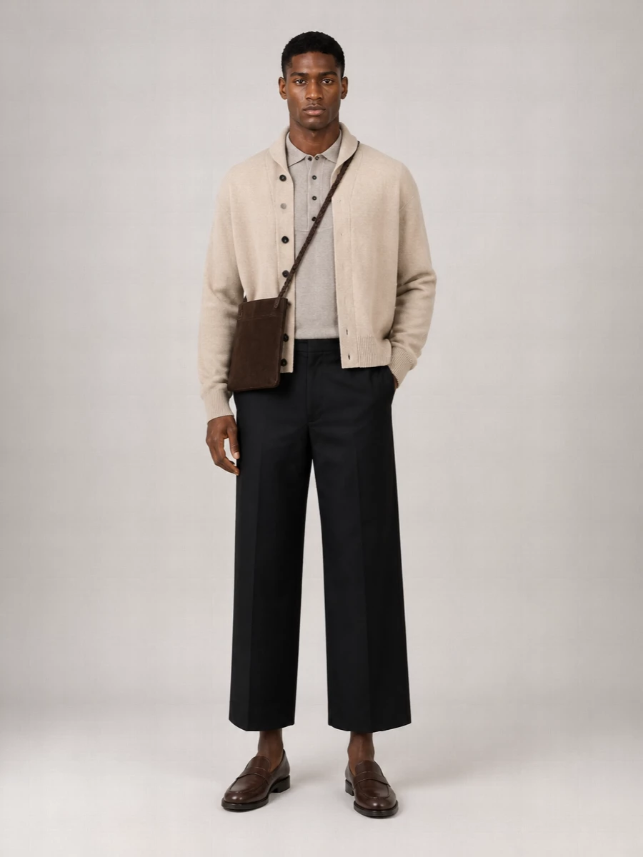 Jacquemus cashmere merino wool ribbed shawl collar cardigan