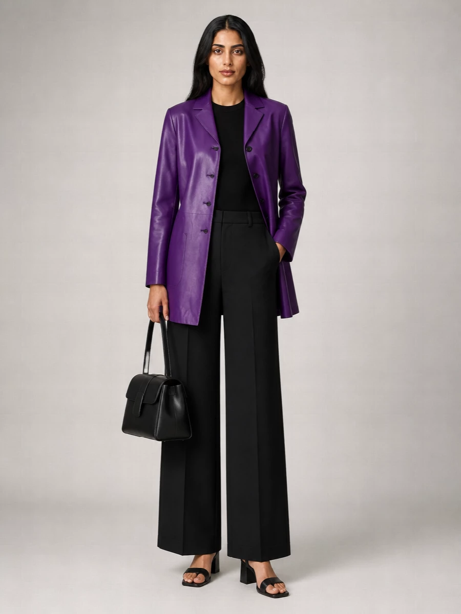 Jil Sander Leather Single-Breasted Coat