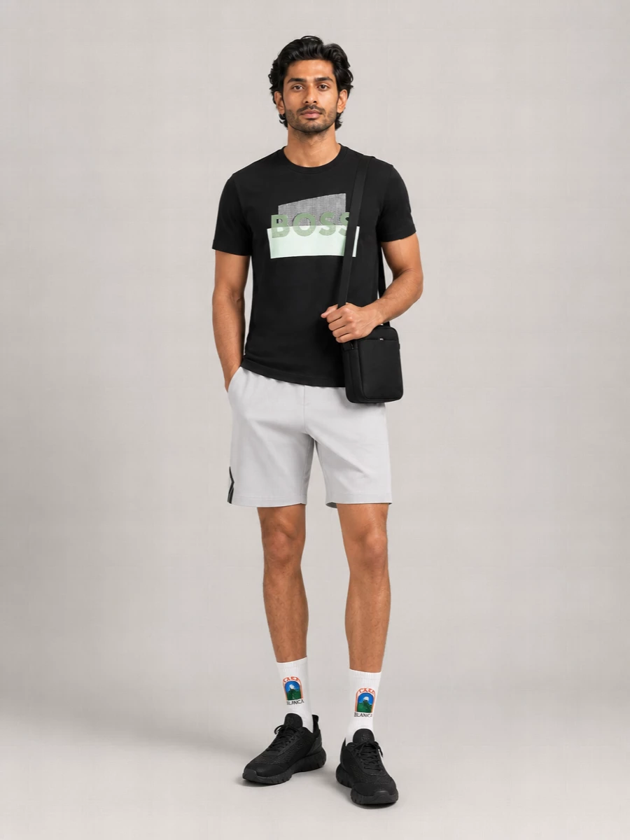 Boss Cotton Crew Neck Graphic Print T-Shirt