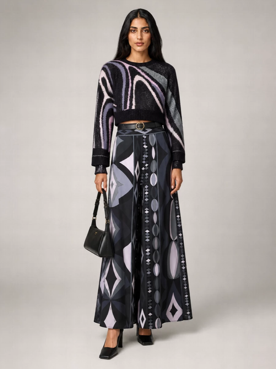 Pucci Silk Printed Wide-Leg Trousers