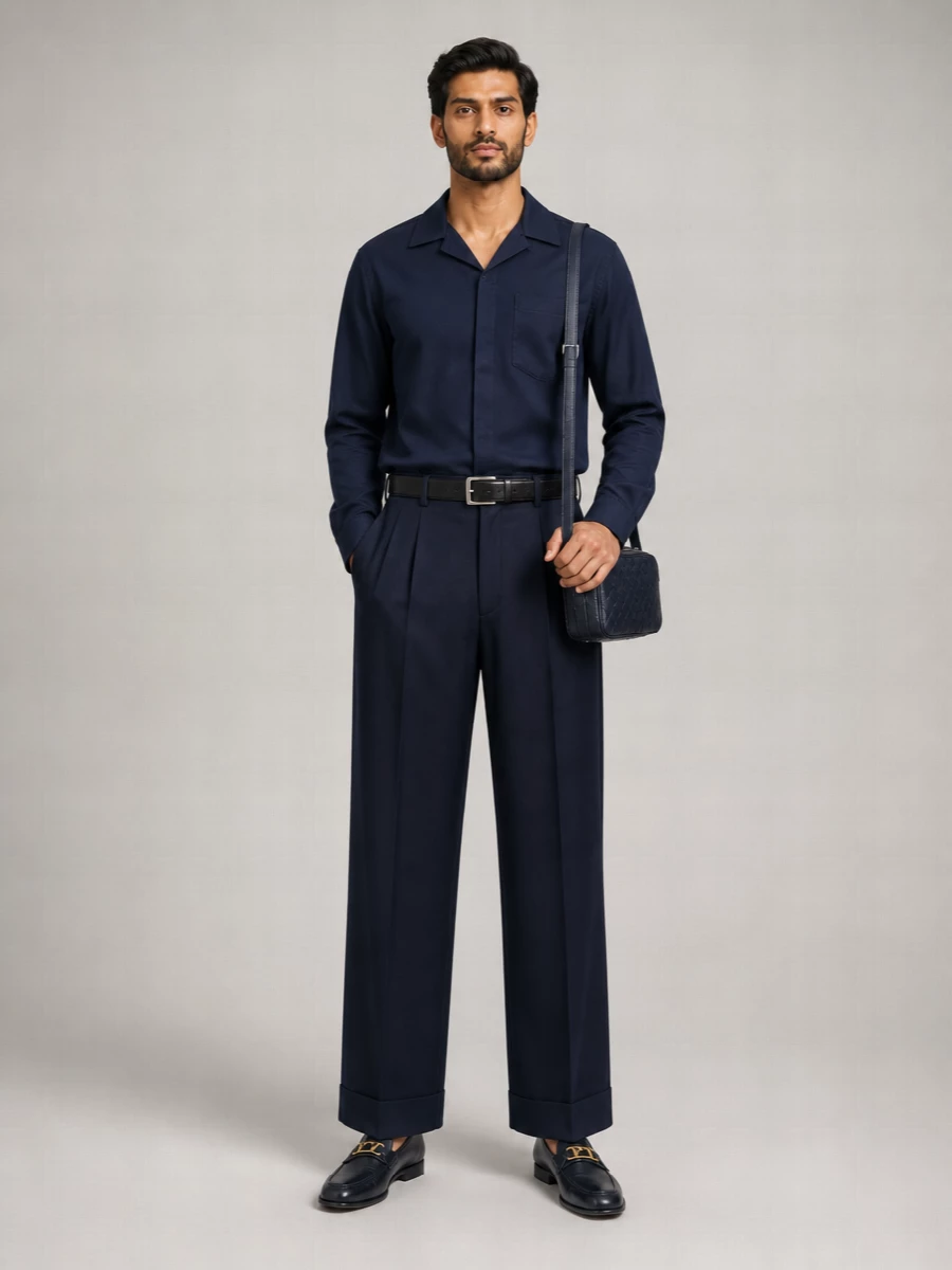 Casablanca Virgin Wool Pleated Wide-Leg Trousers