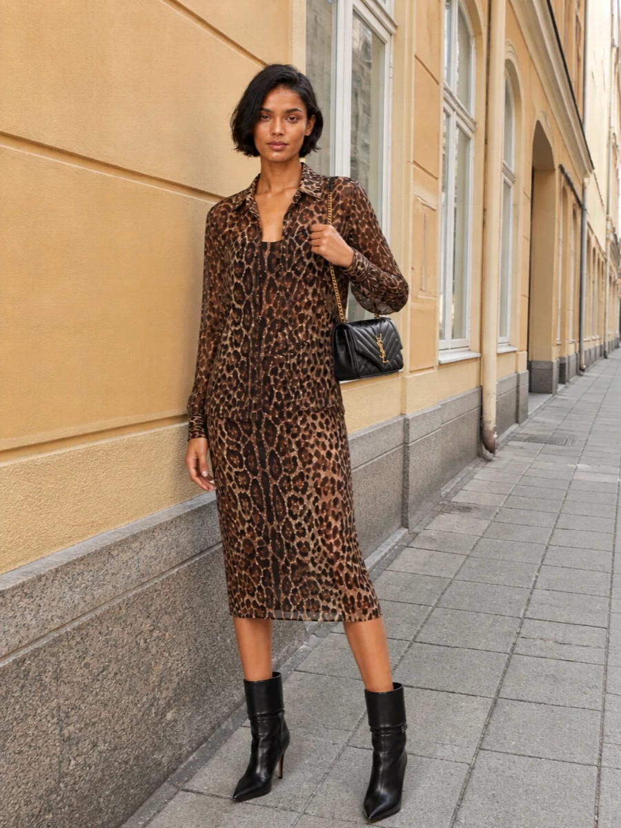 Saint laurent leopard shirt dolce gabbana dress