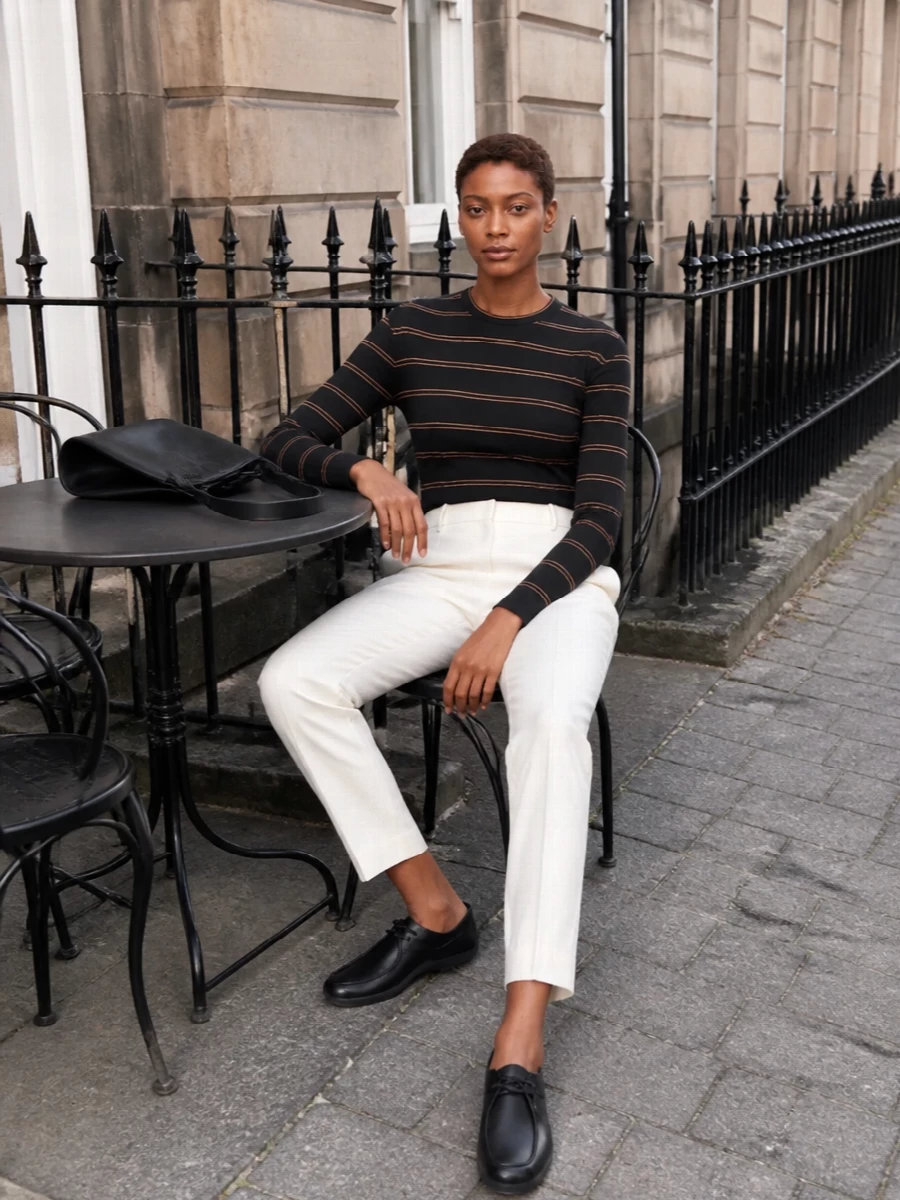 Jil sander striped top ivory tailored trousers