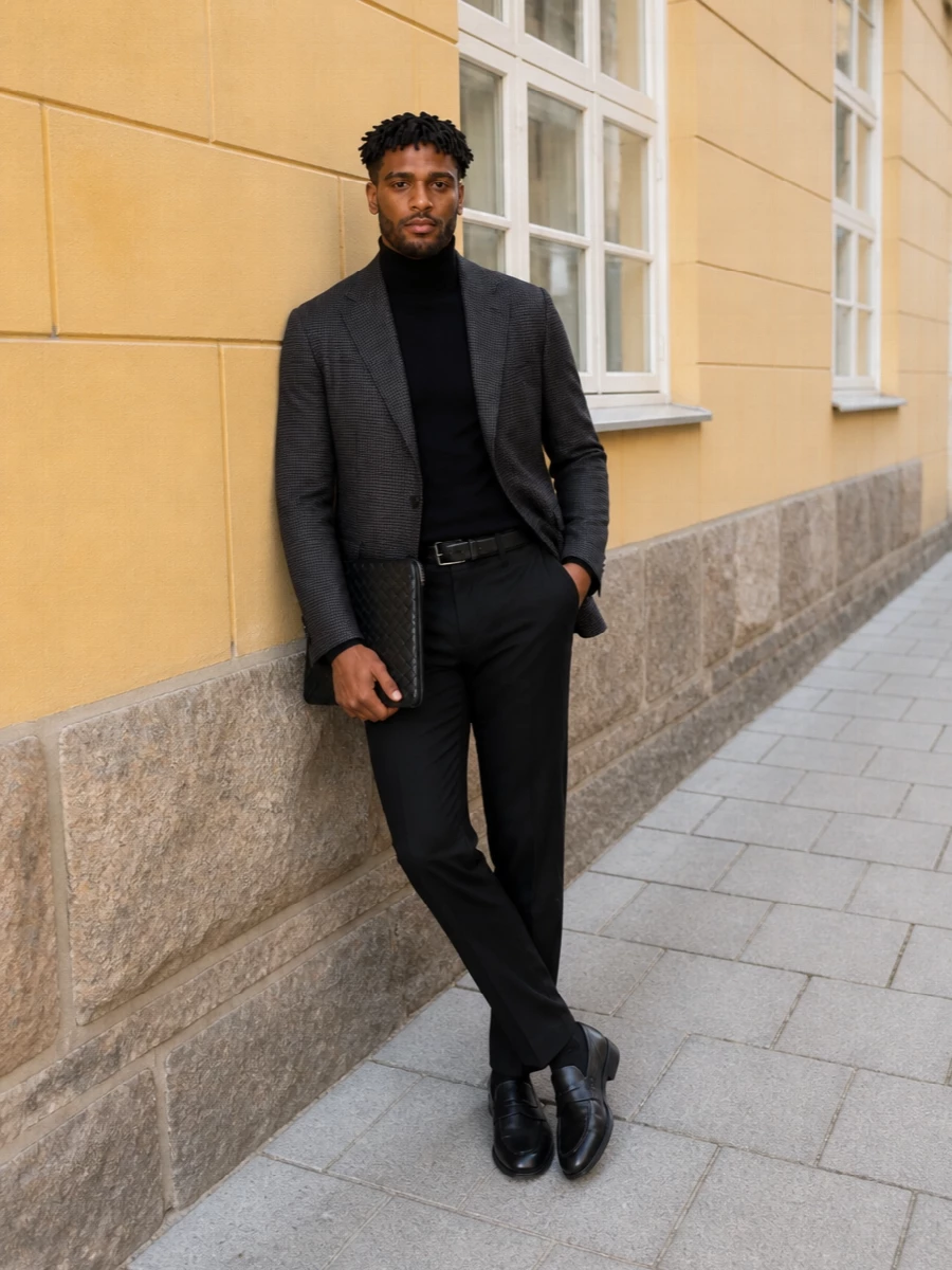 Tagliatore blazer black trousers tods loafers