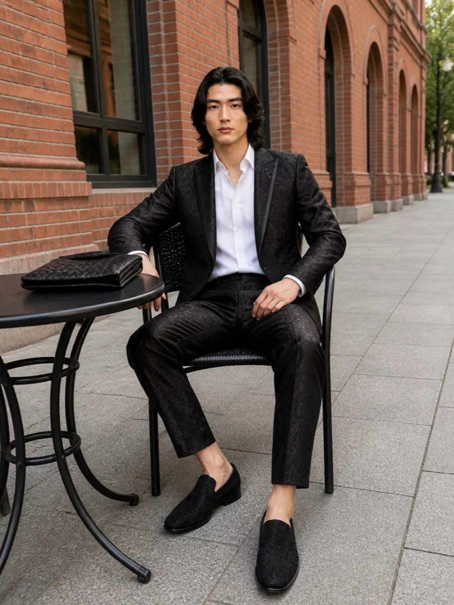 Dolce gabbana black brocade evening outfit