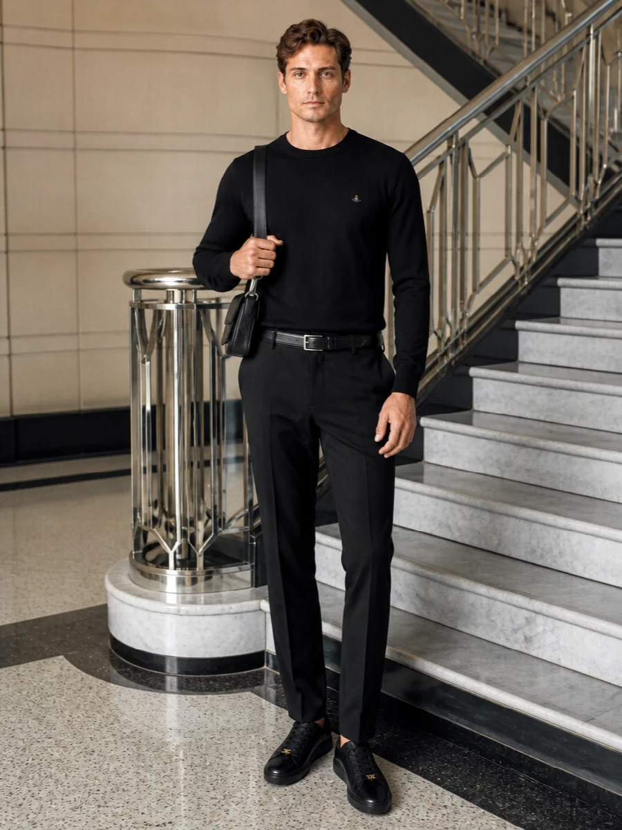 Vivienne knit black trousers valentino sneakers