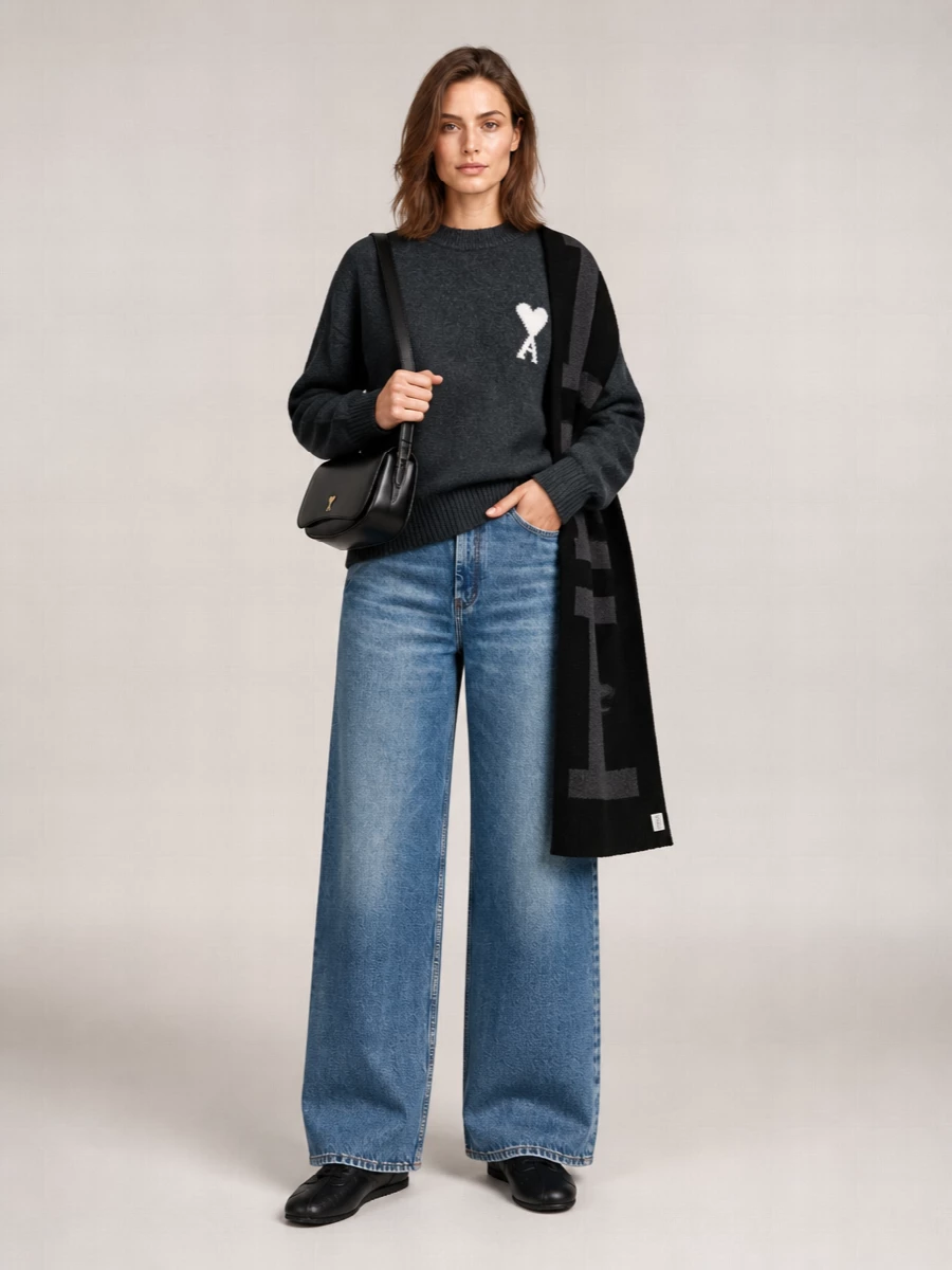 Ami Paris Alpaca Wool Crewneck Sweater