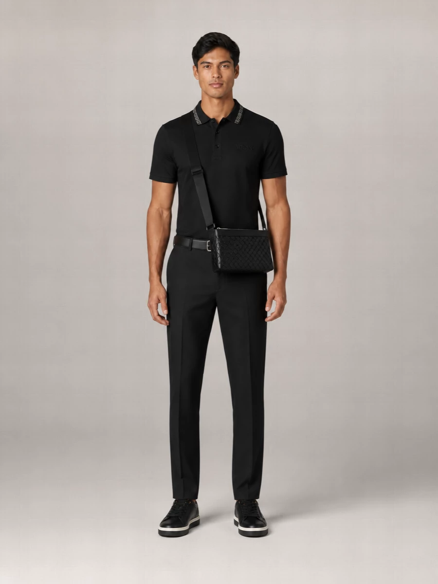Versace Viscose Short-Sleeve Polo T-Shirt
