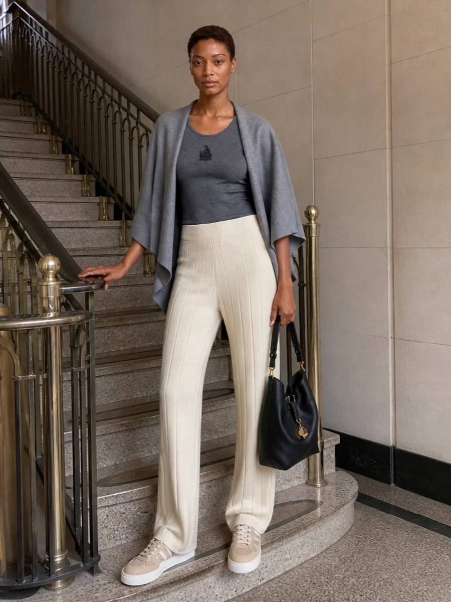 Lanvin grey tank max mara ivory knit pants