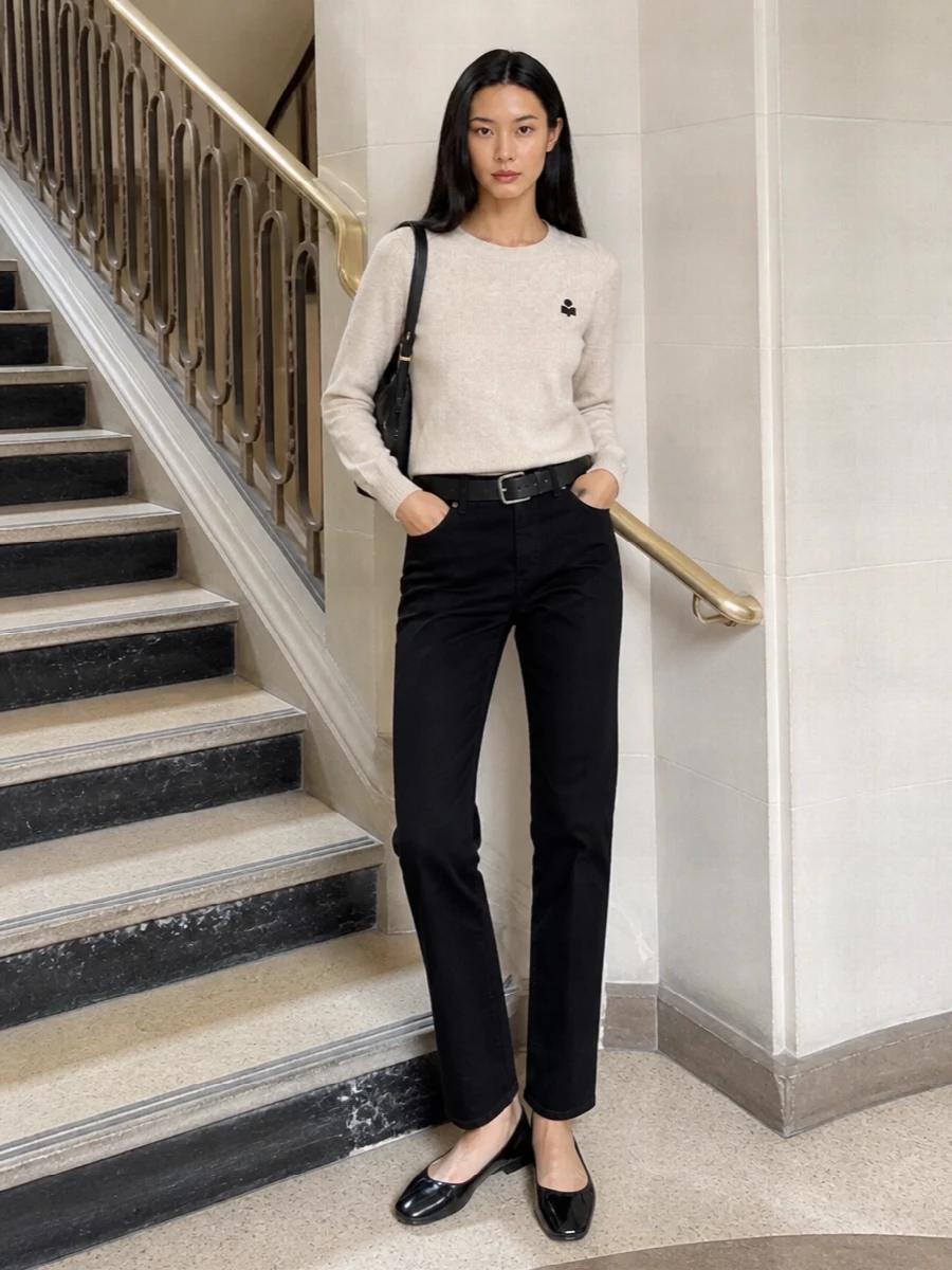 Isabel marant etoile black trousers oatmeal knit