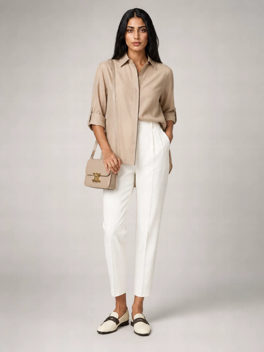 Brunello Cucinelli Silk Cropped Straight-Leg Trousers