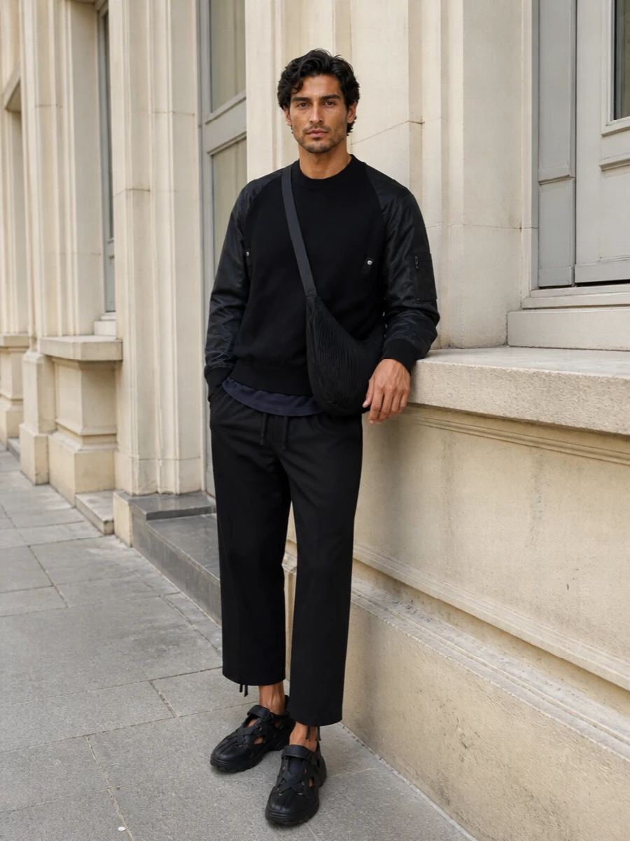 Sacai bomber knit cropped trousers y3 sneakers