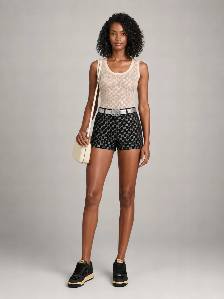 Gucci Silk Sleeveless Crewneck Logo-Print Top