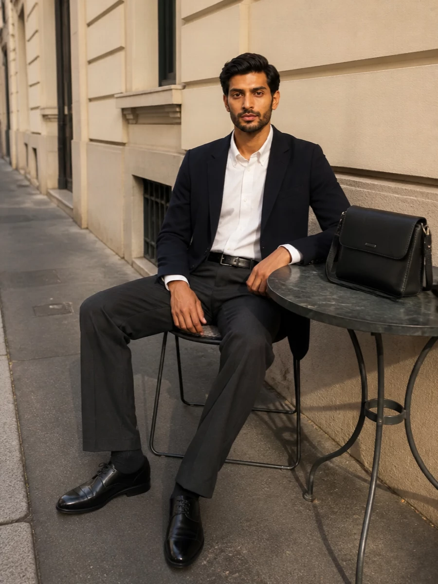 Emporio armani charcoal trousers navy blazer