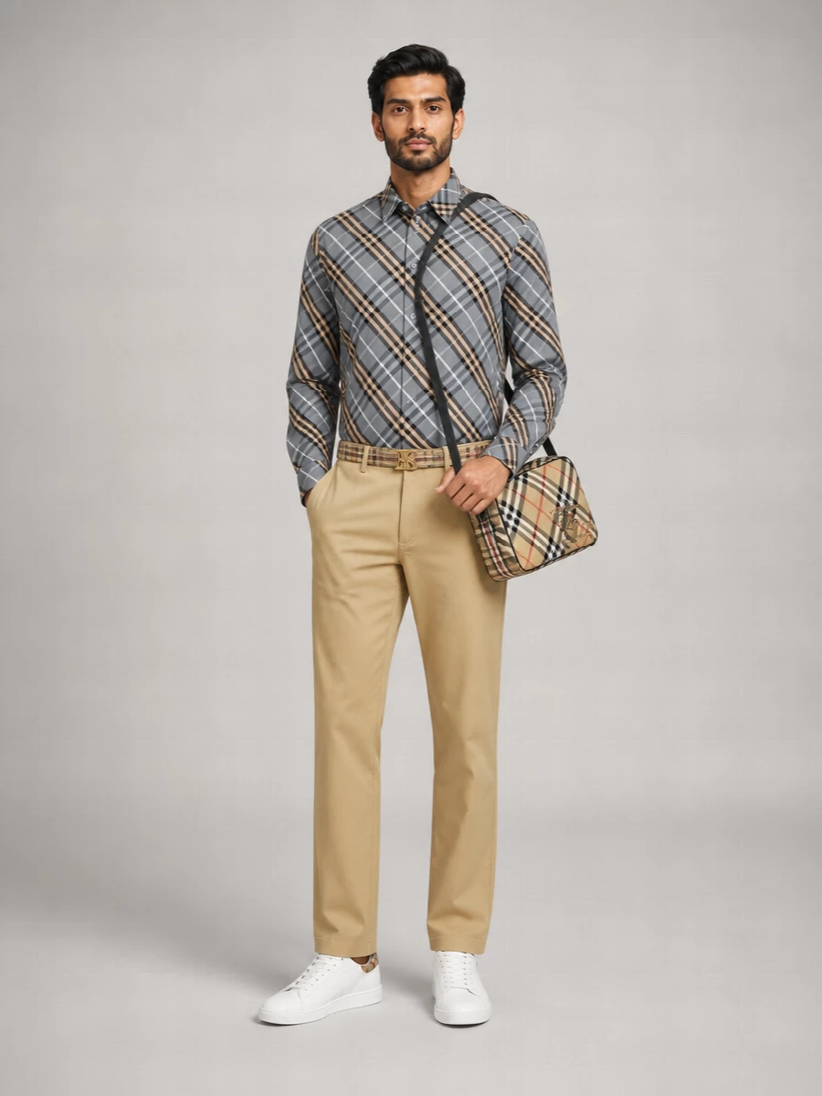 Burberry Cotton Checked Long-Sleeve Shirt