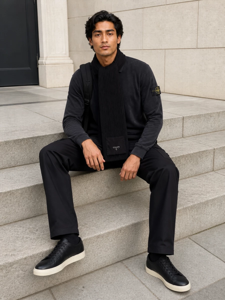 Stone island cargo trousers prada black sneakers