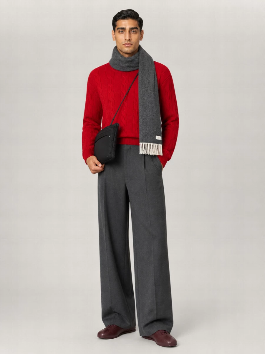 Ami Paris Cable-Knit Wool Crewneck Jumper