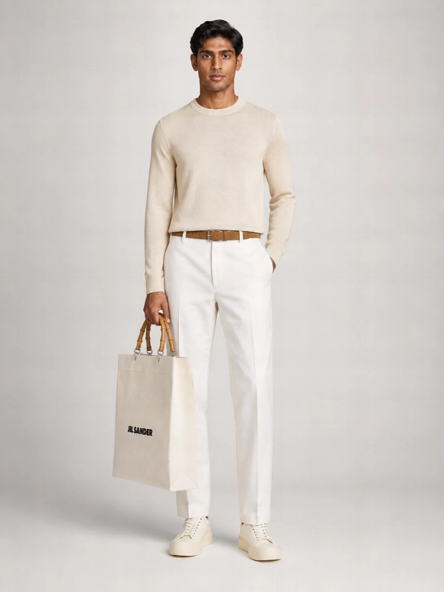 Jil Sander Silk Hemp Coarse-Knit Crew-Neck Jumper