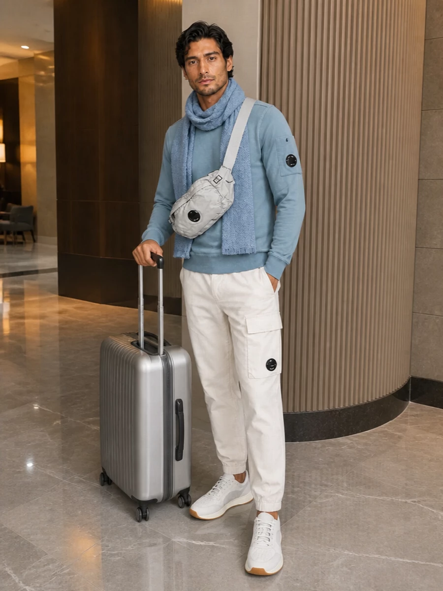 Cp company blue sweatshirt stone cargo pants