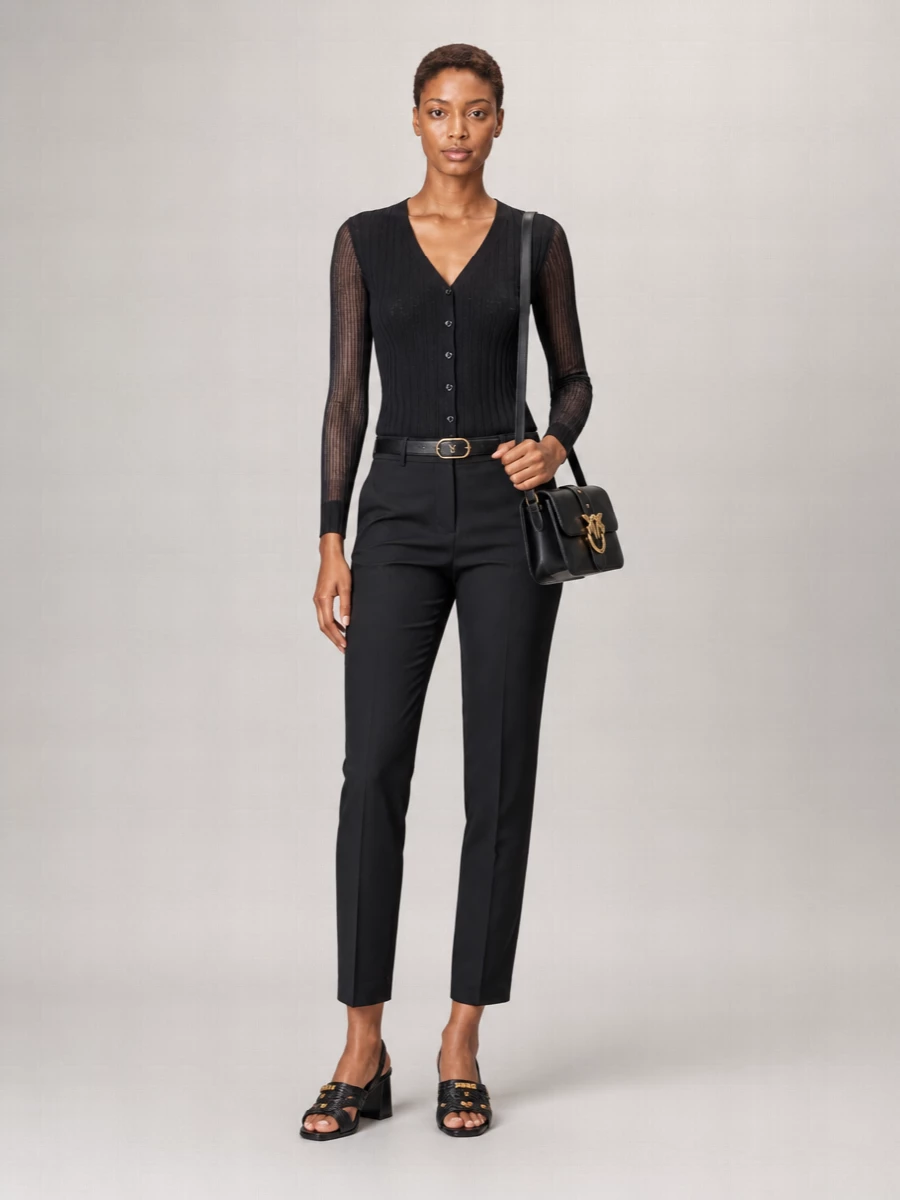 Pinko Ribbed Slim-Fit V-Neck Cardigan