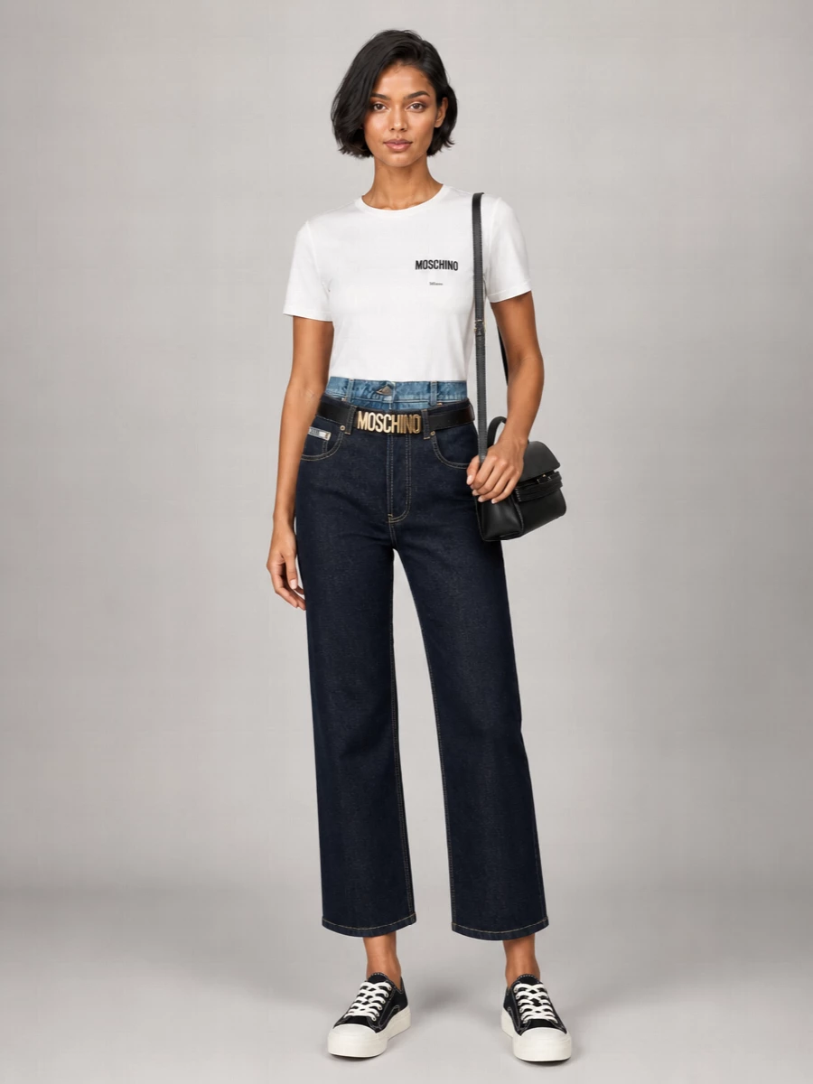 Moschino High-Rise Straight-Leg Denim Jeans