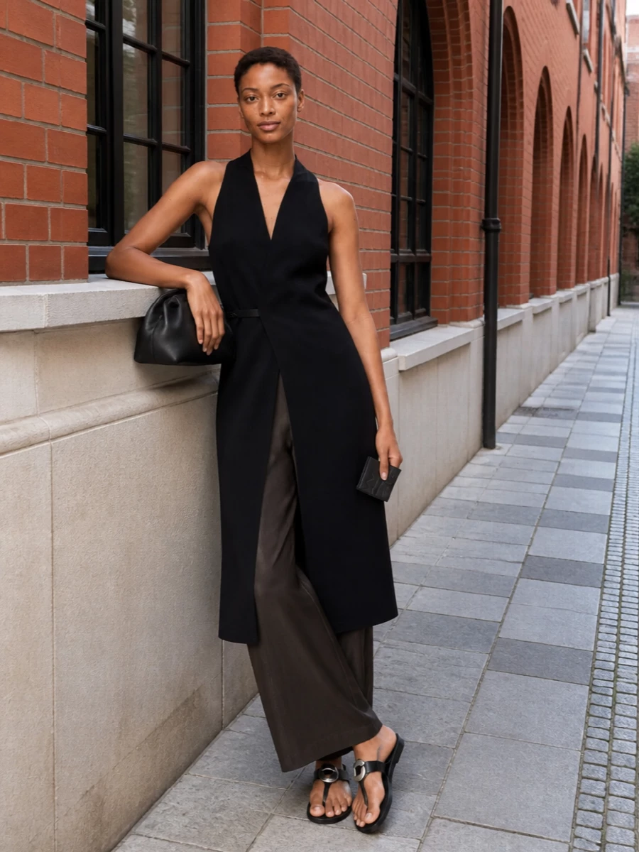 formal dress with flat sandals Rick Owens black halter midi flat sandals to wear with dresses