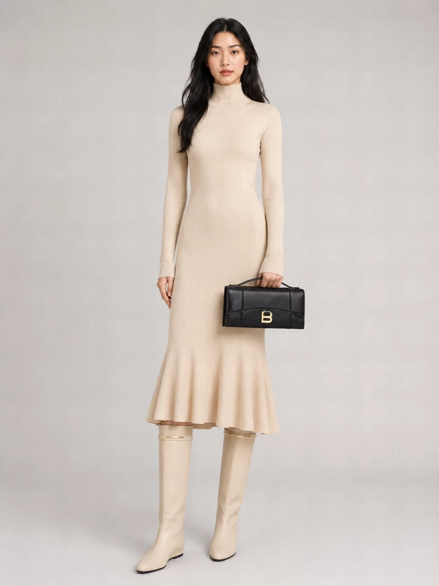 Balenciaga Hourglass Leather Clutch Bag