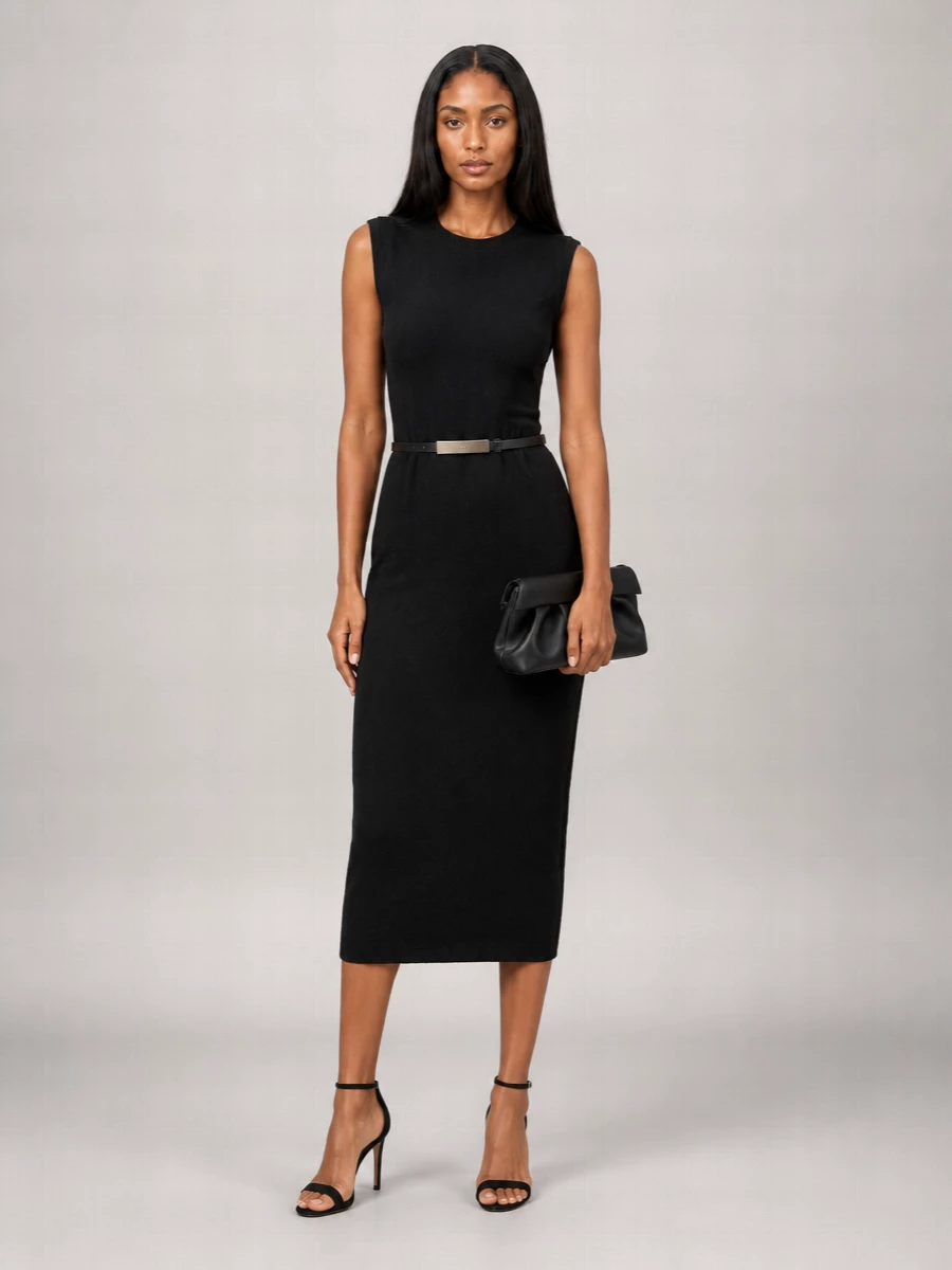 Harris Wharf London Cotton Gathered Midi Dress