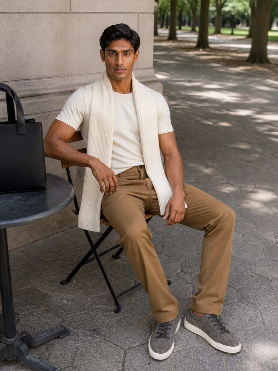The row tee marni camel trousers outfit