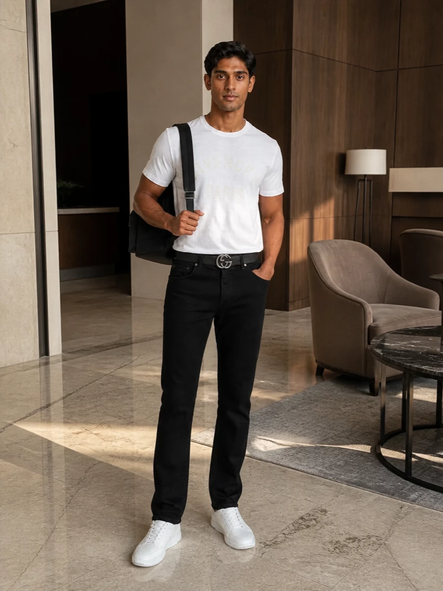 Givenchy mens logo tee black trousers outfit
