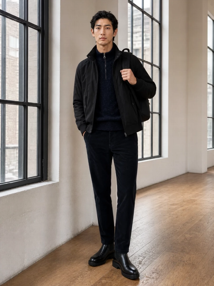 Baracuta harrington apc cords chelsea boots