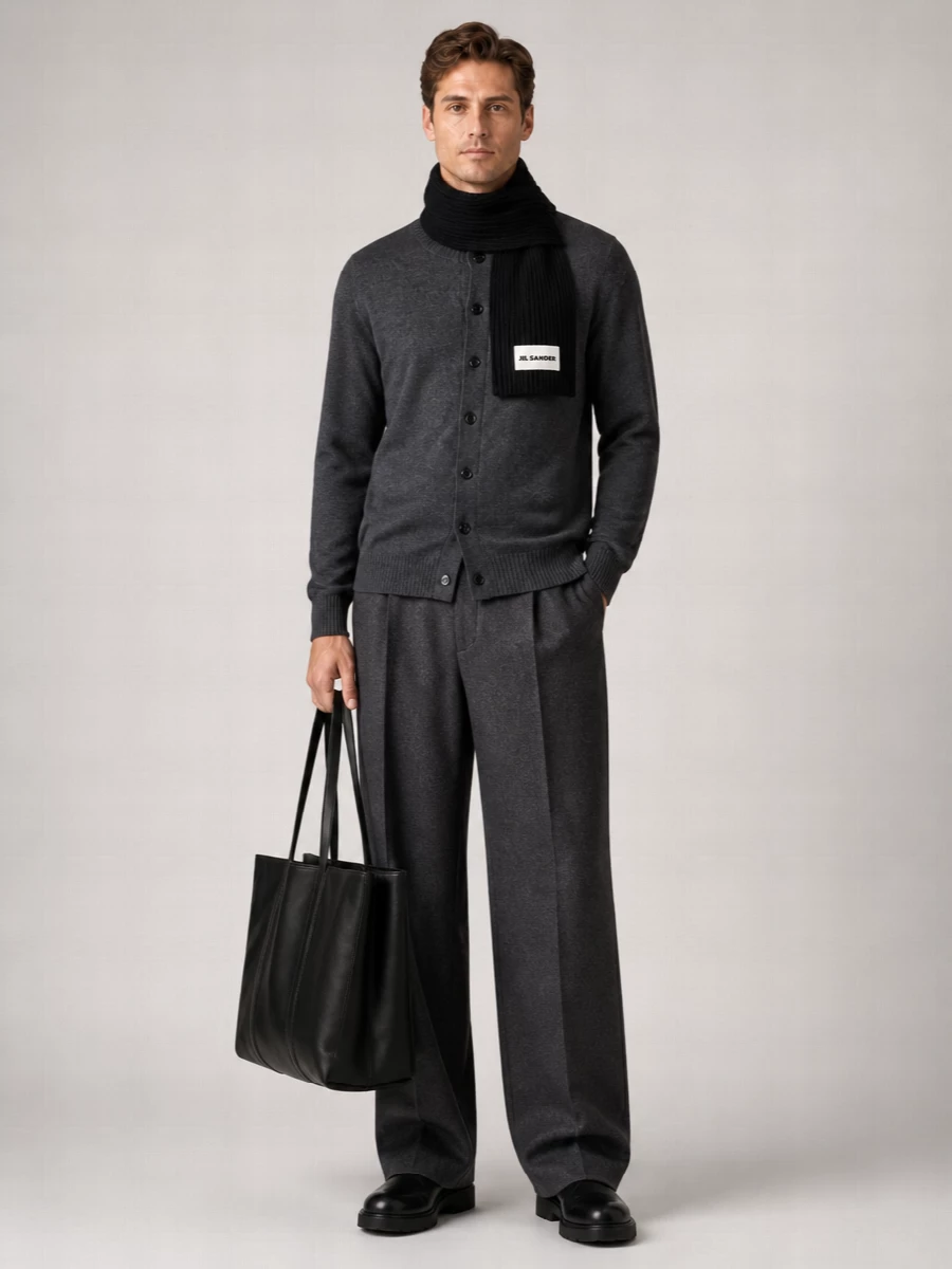 Jil Sander Fine-Knit Wool Crew-Neck Buttoned Cardigan