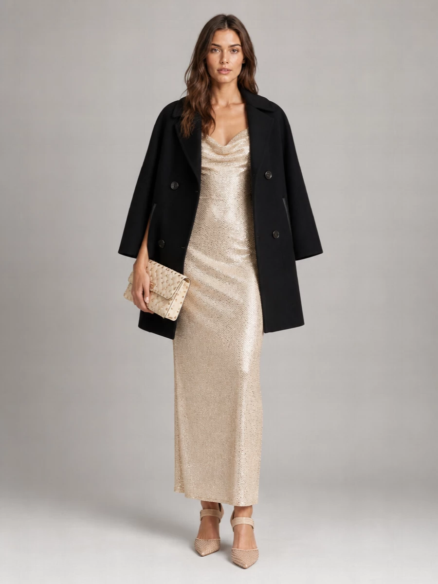 Coperni Sequin Draped Sleeveless Maxi Dress