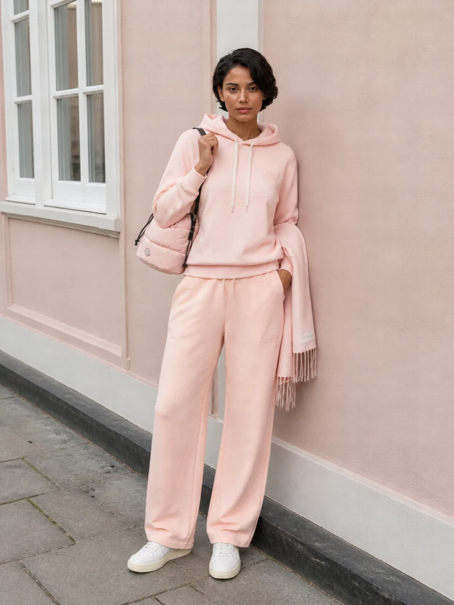 Autry blush hoodie wide leg sweatpants sneakers