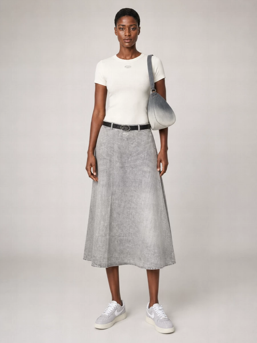 Diesel Pleated Midi Skirt